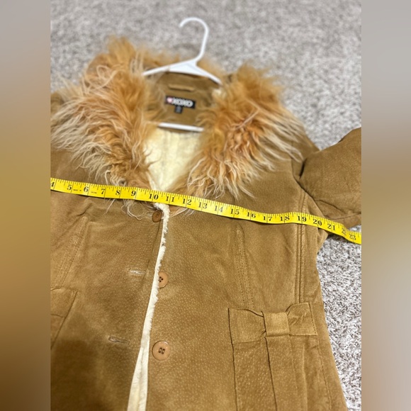 Vintage XOXO Leather Jacket Fur Collar Lined Women's Size XL Tan  Y2K 90s - Picture 8 of 13